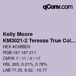 Color code: Kelly Moore - KM3021-2 Teresas True Color | qconv.com