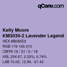 Color code: Kelly Moore - KM3030-2 Lavender Legend | qconv.com