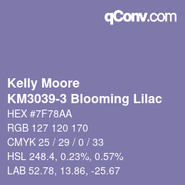 カラーコード: Kelly Moore - KM3039-3 Blooming Lilac | qconv.com