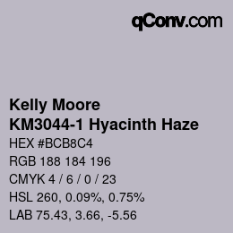 Color code: Kelly Moore - KM3044-1 Hyacinth Haze | qconv.com