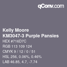 Color code: Kelly Moore - KM3047-3 Purple Pansies | qconv.com