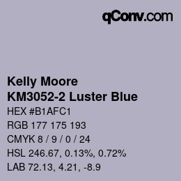 Color code: Kelly Moore - KM3052-2 Luster Blue | qconv.com