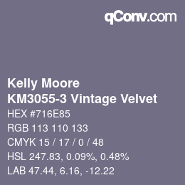 カラーコード: Kelly Moore - KM3055-3 Vintage Velvet | qconv.com