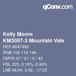 Color code: Kelly Moore - KM3087-3 Mountain Vale | qconv.com