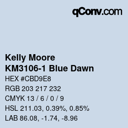 Color code: Kelly Moore - KM3106-1 Blue Dawn | qconv.com