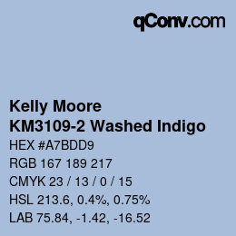 Color code: Kelly Moore - KM3109-2 Washed Indigo | qconv.com