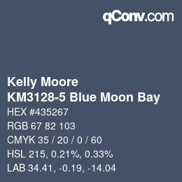 Color code: Kelly Moore - KM3128-5 Blue Moon Bay | qconv.com