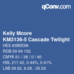 Color code: Kelly Moore - KM3136-5 Cascade Twilight | qconv.com