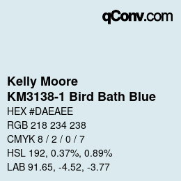 Color code: Kelly Moore - KM3138-1 Bird Bath Blue | qconv.com