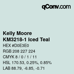 Color code: Kelly Moore - KM3218-1 Iced Teal | qconv.com