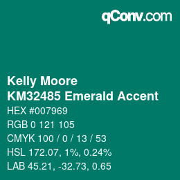 Color code: Kelly Moore - KM32485 Emerald Accent | qconv.com