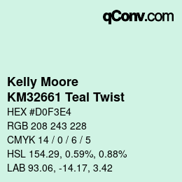 Color code: Kelly Moore - KM32661 Teal Twist | qconv.com