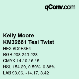 Code couleur: Kelly Moore - KM32661 Teal Twist | qconv.com