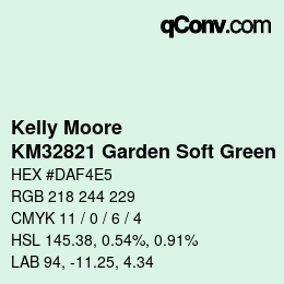 カラーコード: Kelly Moore - KM32821 Garden Soft Green | qconv.com