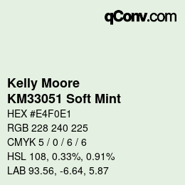 Color code: Kelly Moore - KM33051 Soft Mint | qconv.com