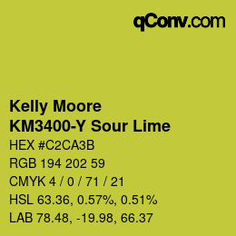 Color code: Kelly Moore - KM3400-Y Sour Lime | qconv.com