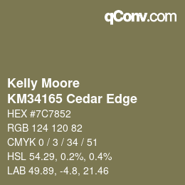 Código de color: Kelly Moore - KM34165 Cedar Edge | qconv.com