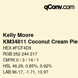 Color code: Kelly Moore - KM34811 Coconut Cream Pie | qconv.com