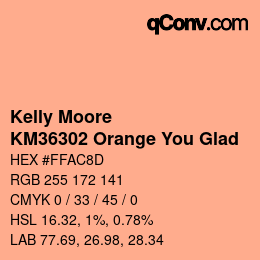 颜色代码: Kelly Moore - KM36302 Orange You Glad | qconv.com