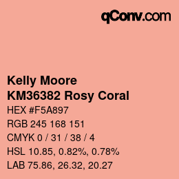 颜色代码: Kelly Moore - KM36382 Rosy Coral | qconv.com