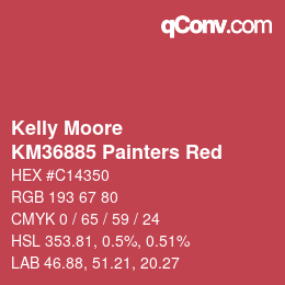 Color code: Kelly Moore - KM36885 Painters Red | qconv.com