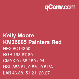 Código de color: Kelly Moore - KM36885 Painters Red | qconv.com