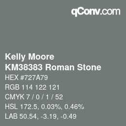 Color code: Kelly Moore - KM38383 Roman Stone | qconv.com