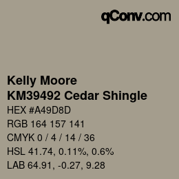 Color code: Kelly Moore - KM39492 Cedar Shingle | qconv.com