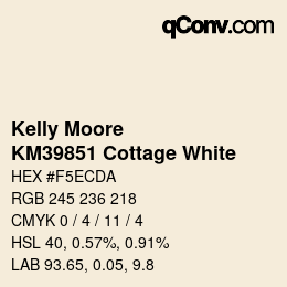 カラーコード: Kelly Moore - KM39851 Cottage White | qconv.com