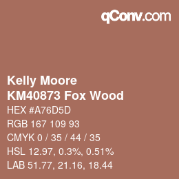 颜色代码: Kelly Moore - KM40873 Fox Wood | qconv.com