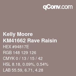 Color code: Kelly Moore - KM41662 Rave Raisin | qconv.com