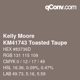カラーコード: Kelly Moore - KM41743 Toasted Taupe | qconv.com