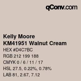 Código de color: Kelly Moore - KM41951 Walnut Cream | qconv.com