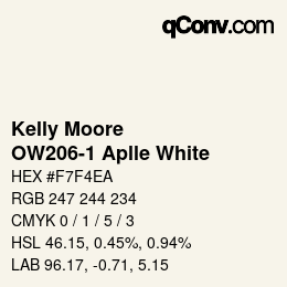 Farbcode: Kelly Moore - OW206-1 Aplle White | qconv.com