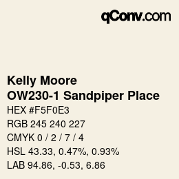 カラーコード: Kelly Moore - OW230-1 Sandpiper Place | qconv.com