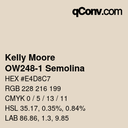 カラーコード: Kelly Moore - OW248-1 Semolina | qconv.com