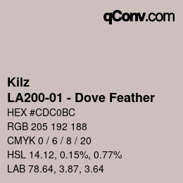 Color code: Kilz - LA200-01 - Dove Feather | qconv.com
