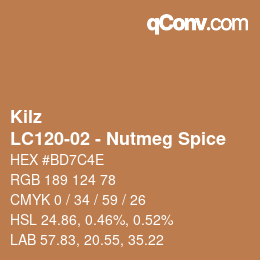 Código de color: Kilz - LC120-02 - Nutmeg Spice | qconv.com