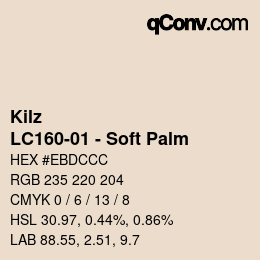 Código de color: Kilz - LC160-01 - Soft Palm | qconv.com