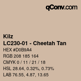 Color code: Kilz - LC230-01 - Cheetah Tan | qconv.com