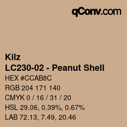カラーコード: Kilz - LC230-02 - Peanut Shell | qconv.com