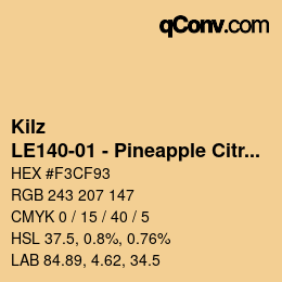Color code: Kilz - LE140-01 - Pineapple Citrus | qconv.com
