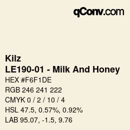 カラーコード: Kilz - LE190-01 - Milk And Honey | qconv.com