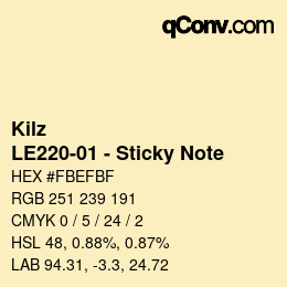 Farbcode: Kilz - LE220-01 - Sticky Note | qconv.com