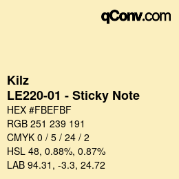 Color code: Kilz - LE220-01 - Sticky Note | qconv.com