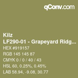 カラーコード: Kilz - LF290-01 - Grapeyard Ridge | qconv.com