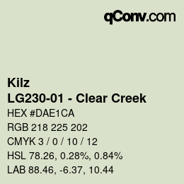 Color code: Kilz - LG230-01 - Clear Creek | qconv.com