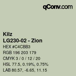 Color code: Kilz - LG230-02 - Zion | qconv.com