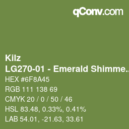 Color code: Kilz - LG270-01 - Emerald Shimmer | qconv.com