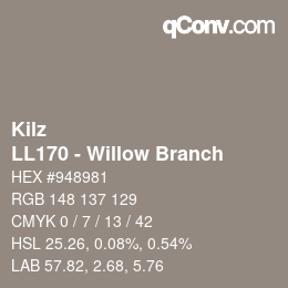 Color code: Kilz - LL170 - Willow Branch | qconv.com